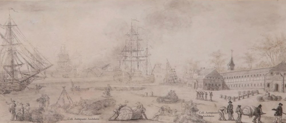 Fleury - miniature du port de Rochefort art antiquites peintures dessins fleury miniature du port de rochefort