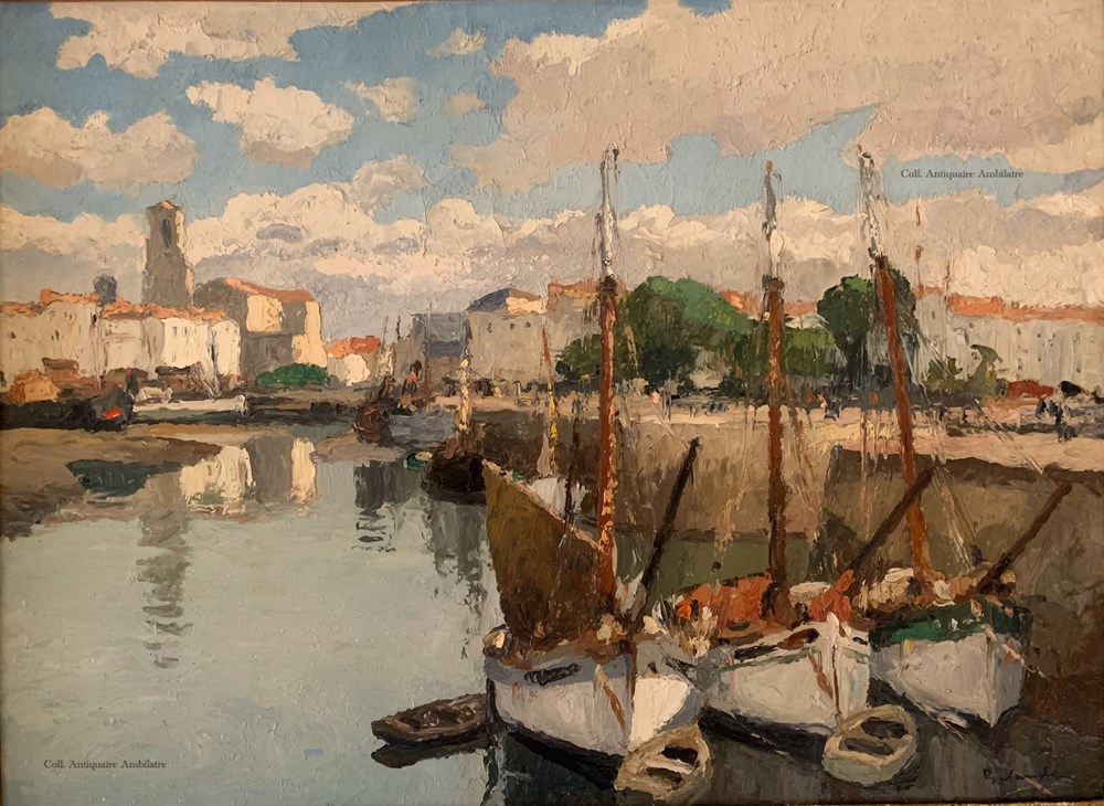 art antiquites peintures dessins gaston balande le vieux port de la rochelle