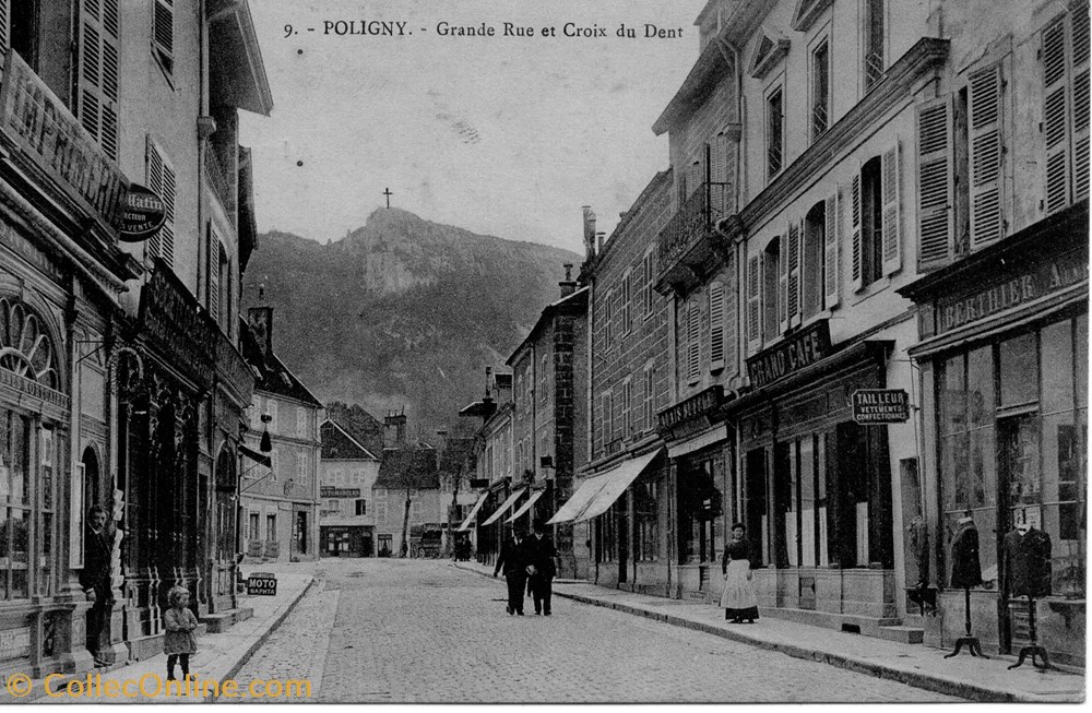 cartes postales europe france poligny la grande rue et la croix du dent