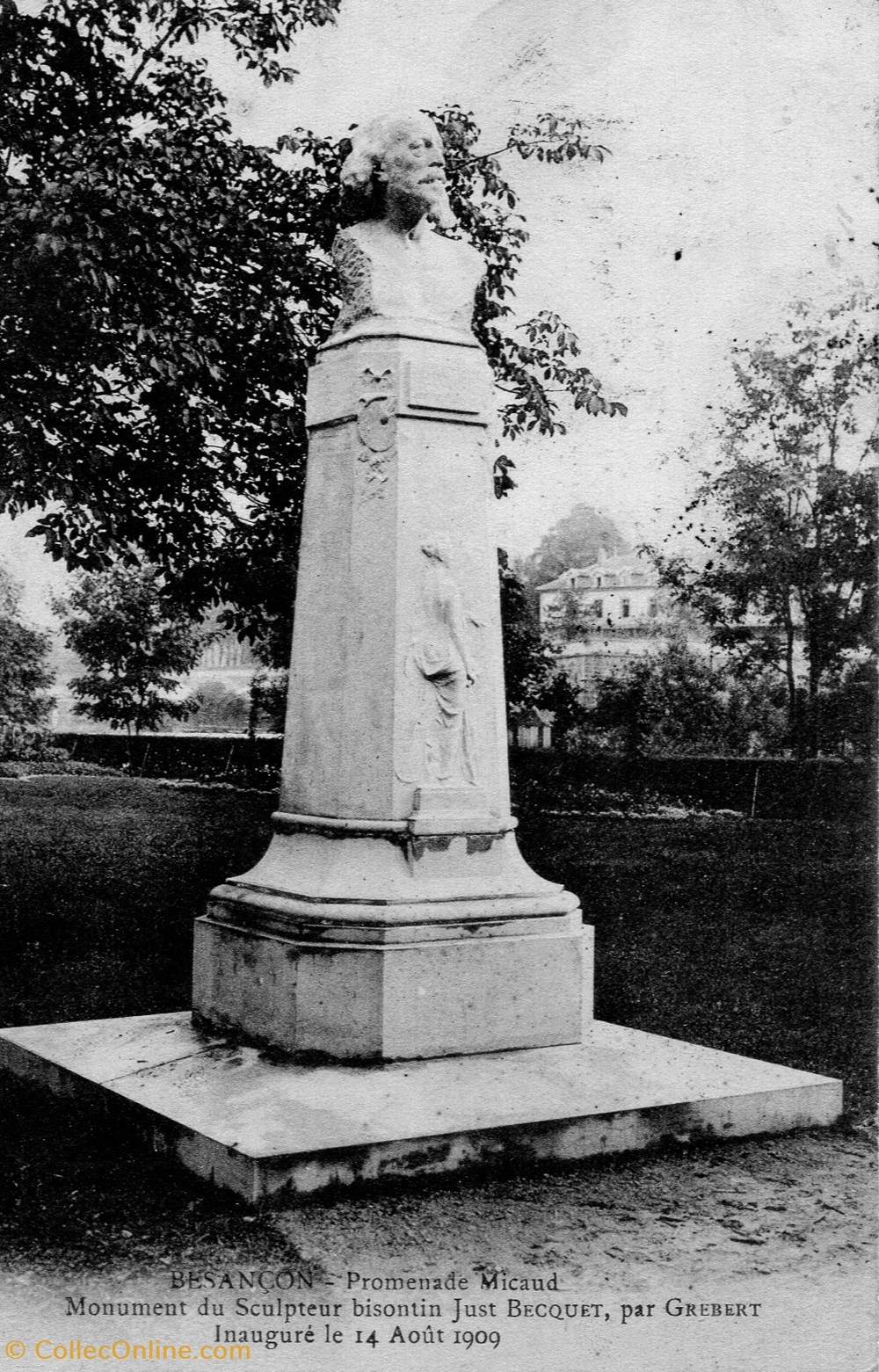 cartes postales europe france besancon promenade micaud monument du sculpteur bisontin just becquet par gruber