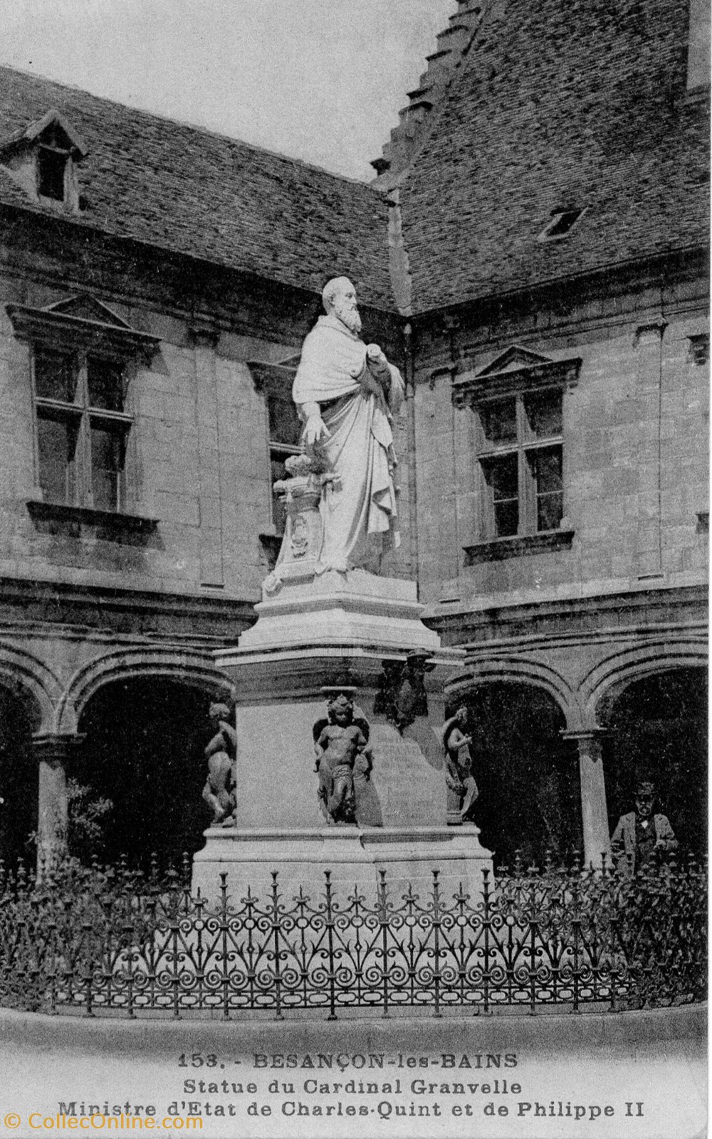 cartes postales europe france besancon statue du cardinal granvelle