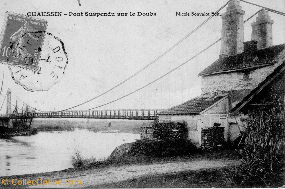 Chaussin pont suspendu sur le Doubs cartes postales europe france chaussin pont suspendu sur le doubs
