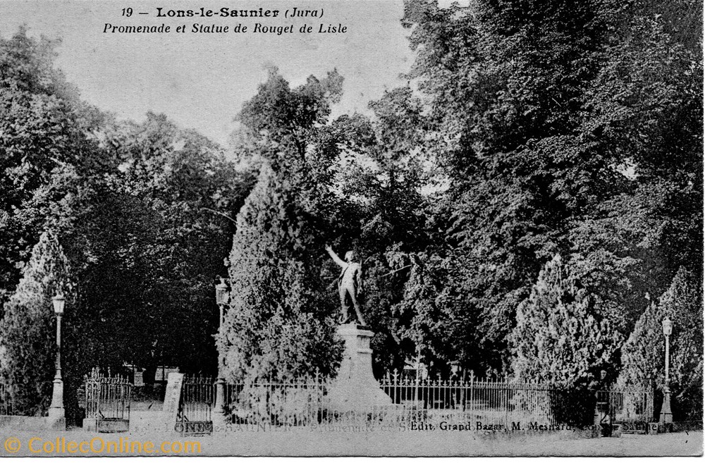 Lons le Saunier (la promenade et la statue de Rouget de Lisle) cartes postales europe france lons le saunier la promenade et la statue de rouget de lisle