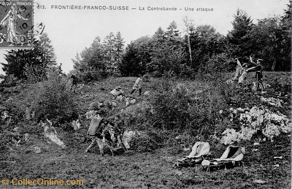Frontière franco-suisse (la contrebande - une attaque) cartes postales europe france frontiere franco suisse la contrebande une attaque