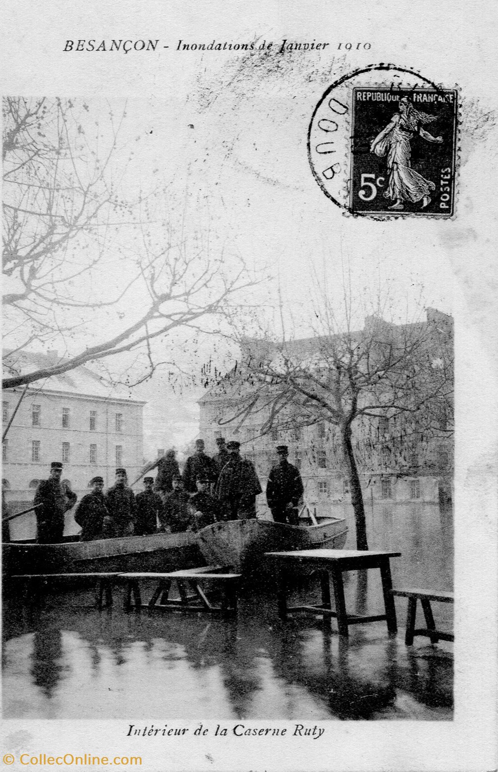 cartes postales europe france besancon inondations de 1910 interieur de la caserne ruty 2