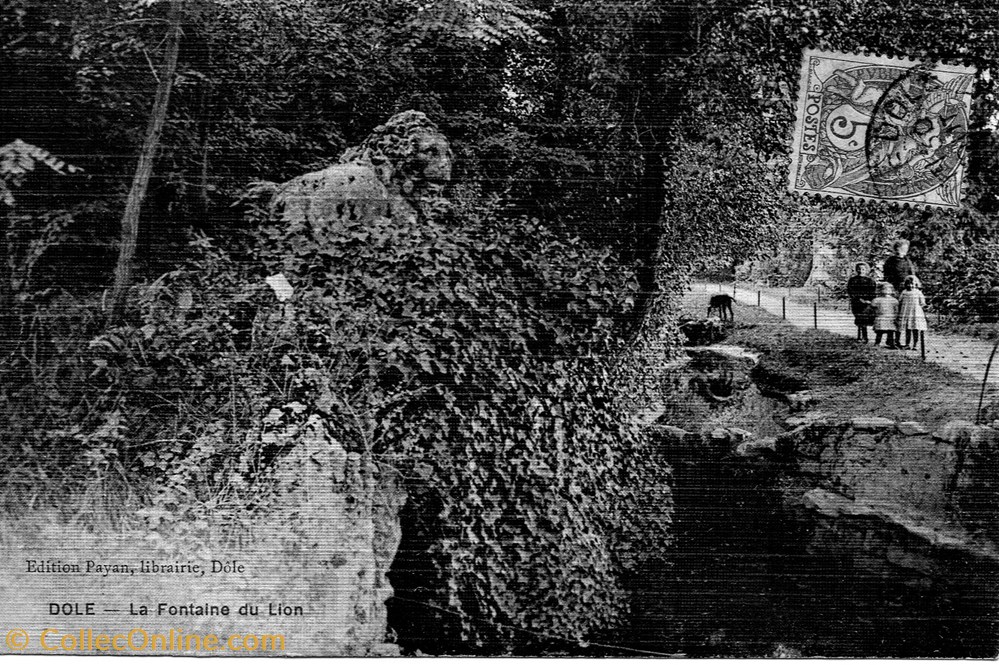 cartes postales europe france dole la fontaine du lion