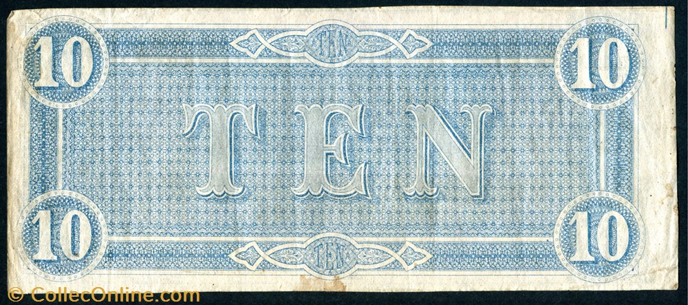 banknote north america united state of t 68 1864 10 csa