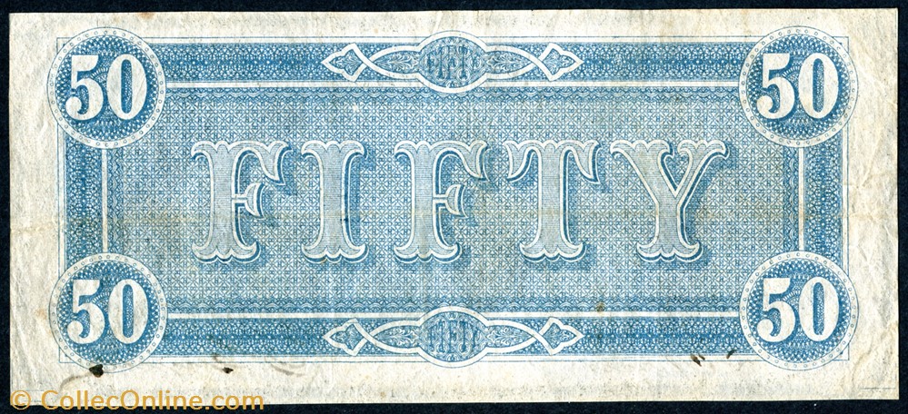 banknote north america united state of t 66 1864 50 csa