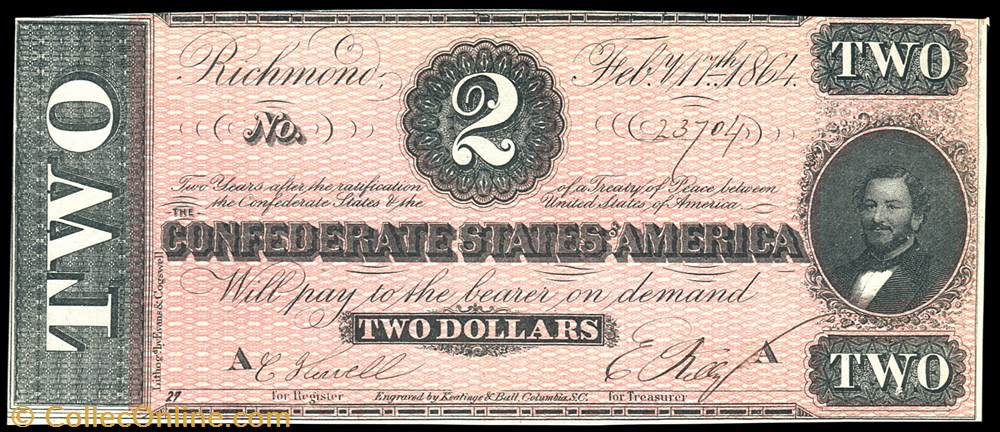 banknote north america united state of t 70 1864 2 csa