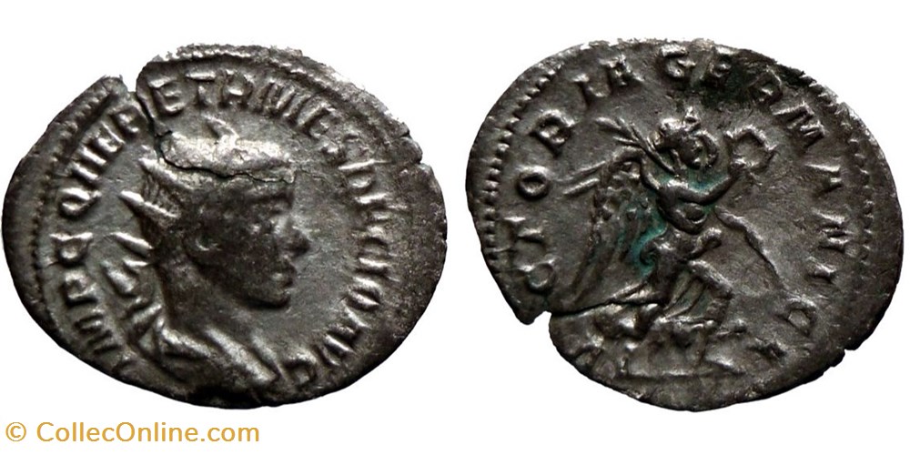 004: Herennius Etruscus as Augustus Antoninianus coins ancient 004 herennius etruscus as augustus antoninianus