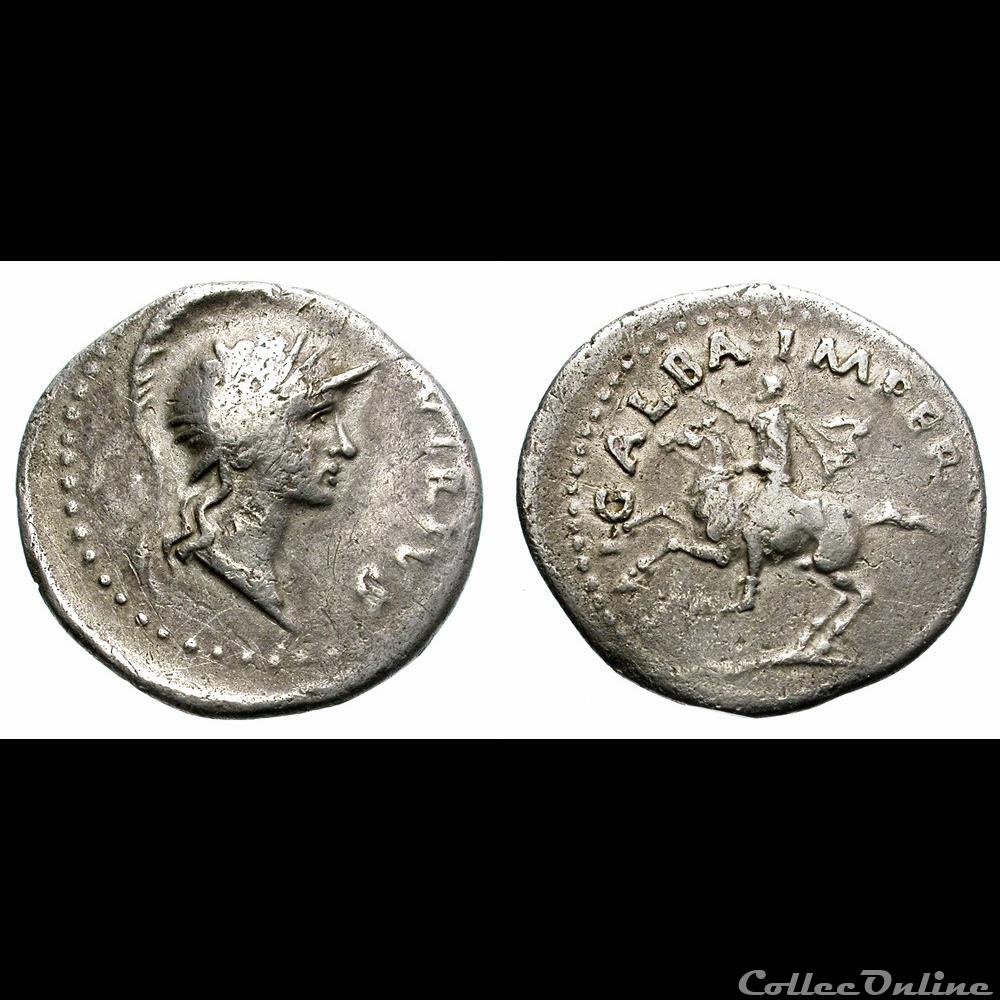 Denier de Galba pendant la guerre civile : GALBA IMPER / VIRTVS monnaie antique av jc ap romaine imperiale denier de galba pendant la guerre civile galba imper virtvs