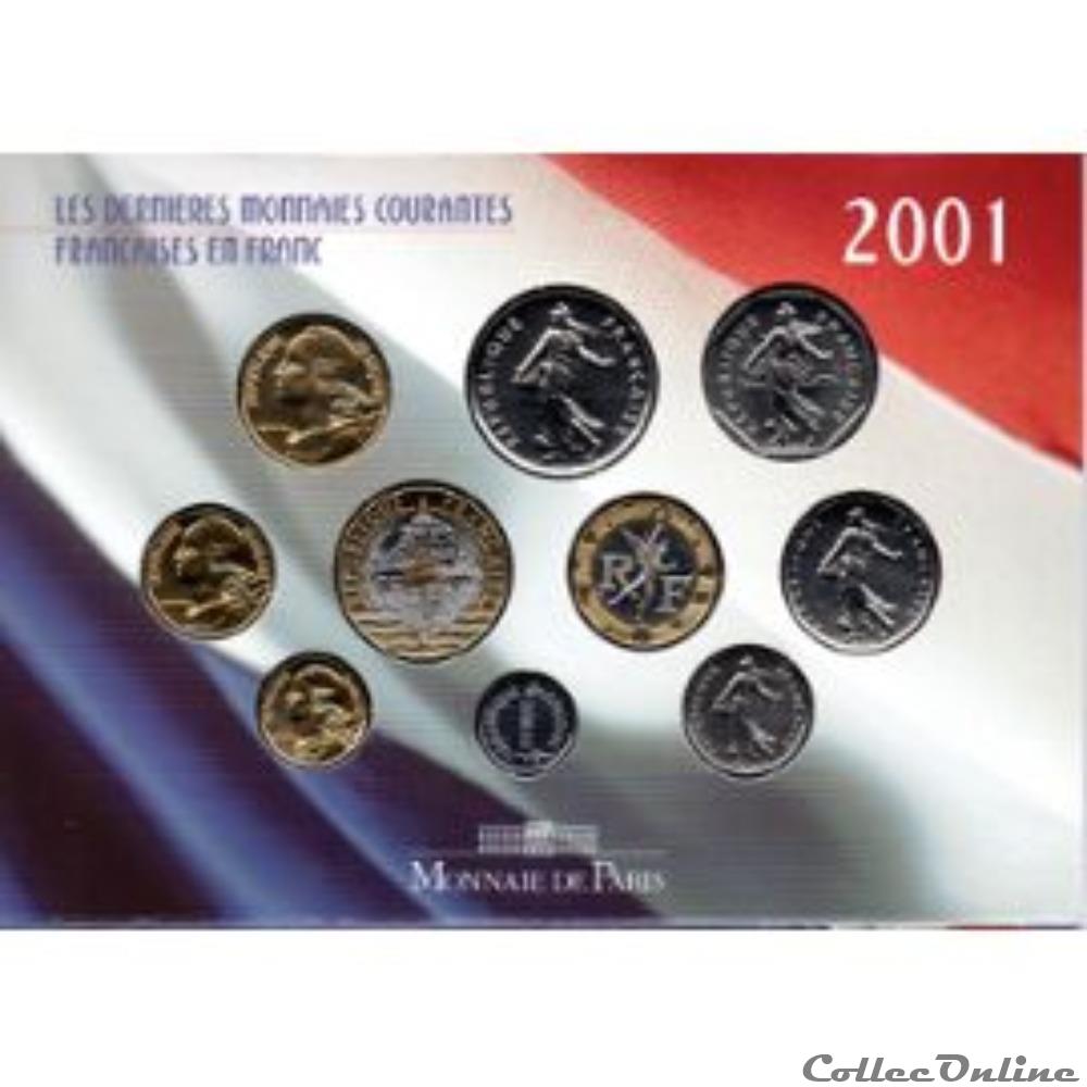 derniers francs 2001 sous blister monnaie france moderne derniers francs 2001 sous blister