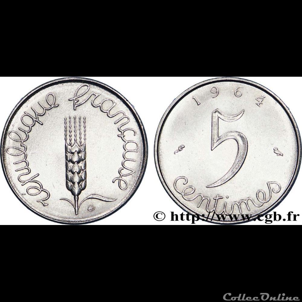 5 centimes 1964 'épi' monnaie france moderne 5 centimes 1964ep