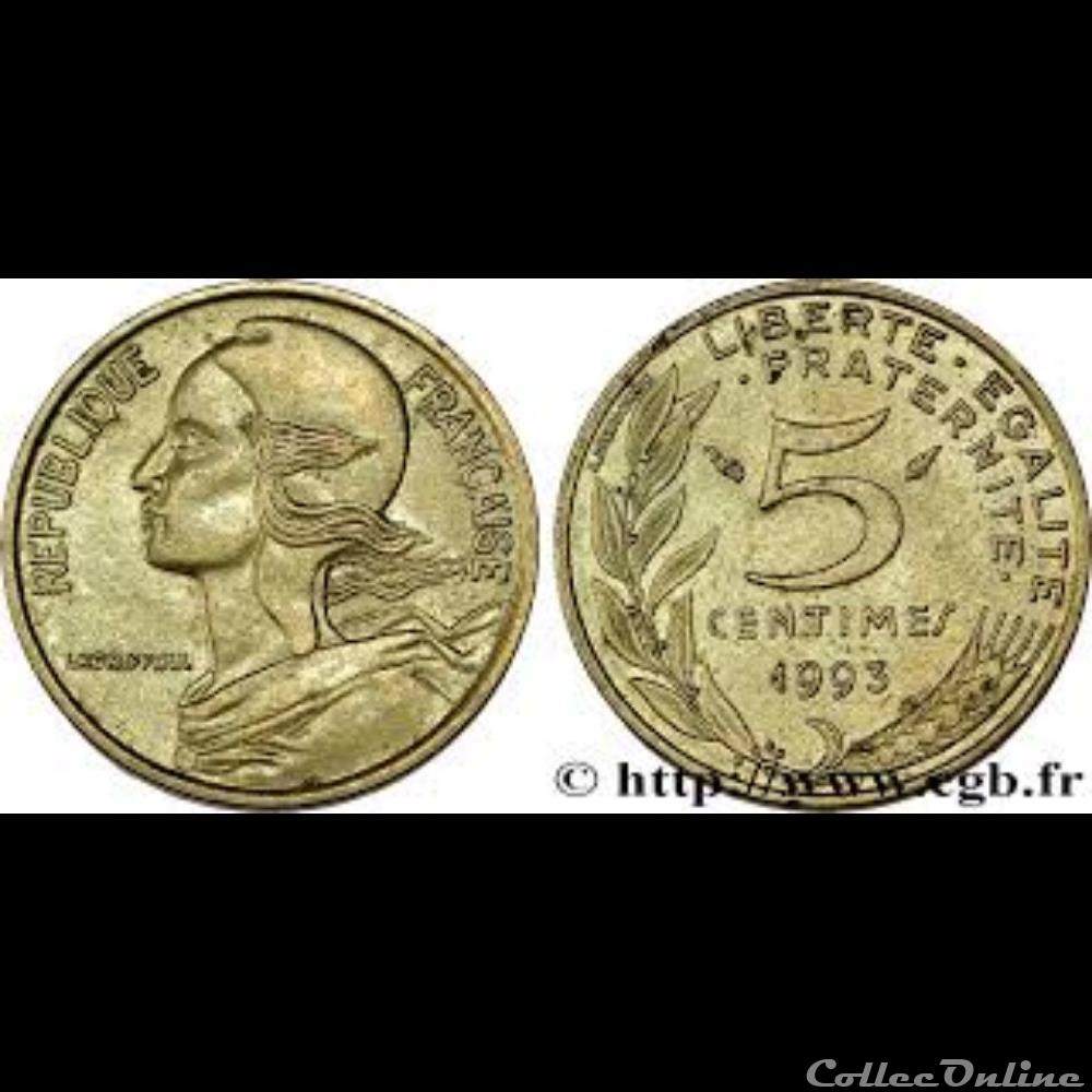 5 centimes 1993 'marianne' monnaie france moderne 5 centimes 1993mariann