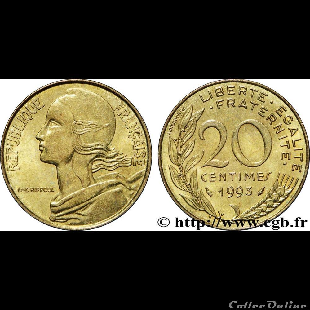 20 centimes 1993 monnaie france moderne 20 centimes 1993