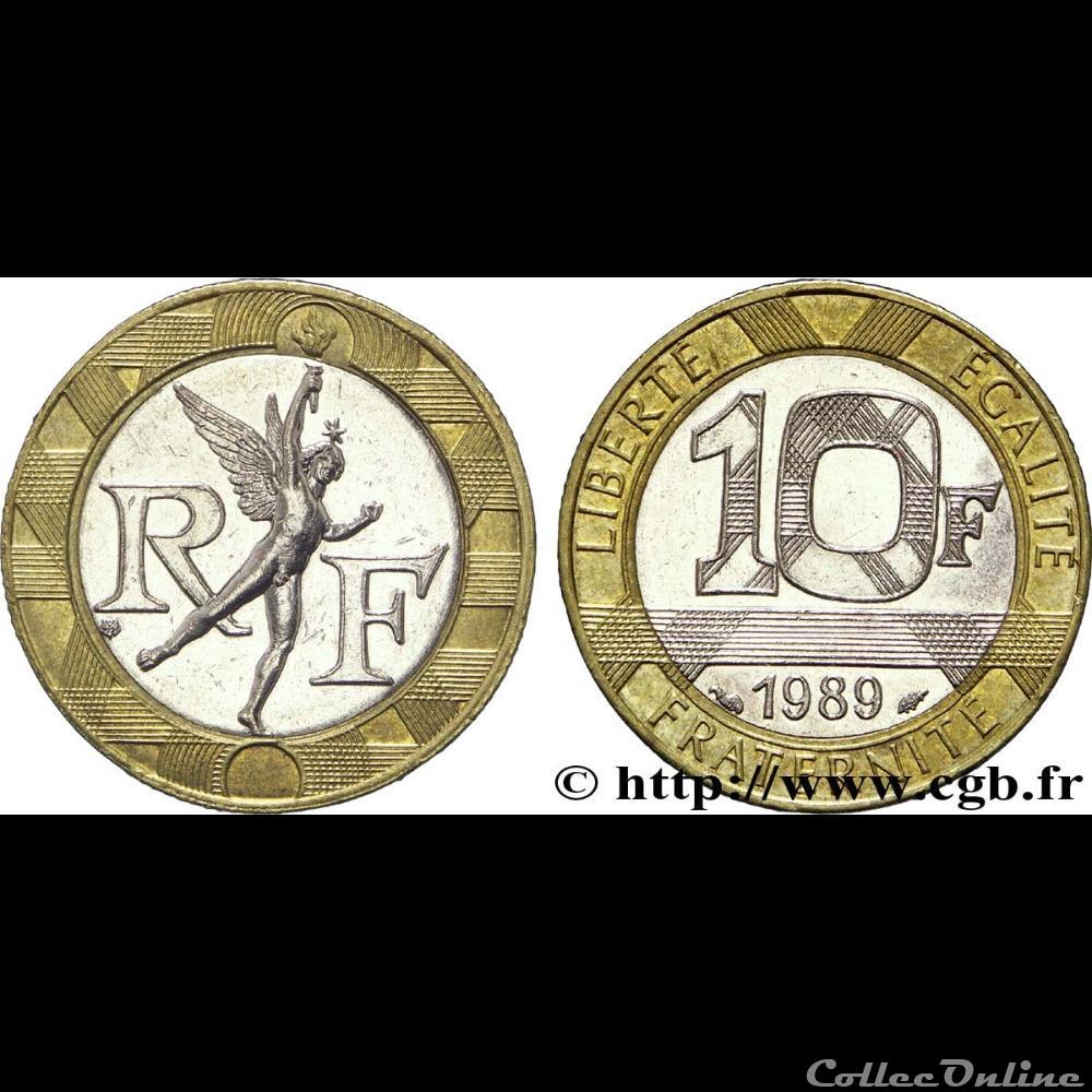 10 francs 1989' génie de la bastille' monnaie france moderne 10 francs 198 genie de la bastill