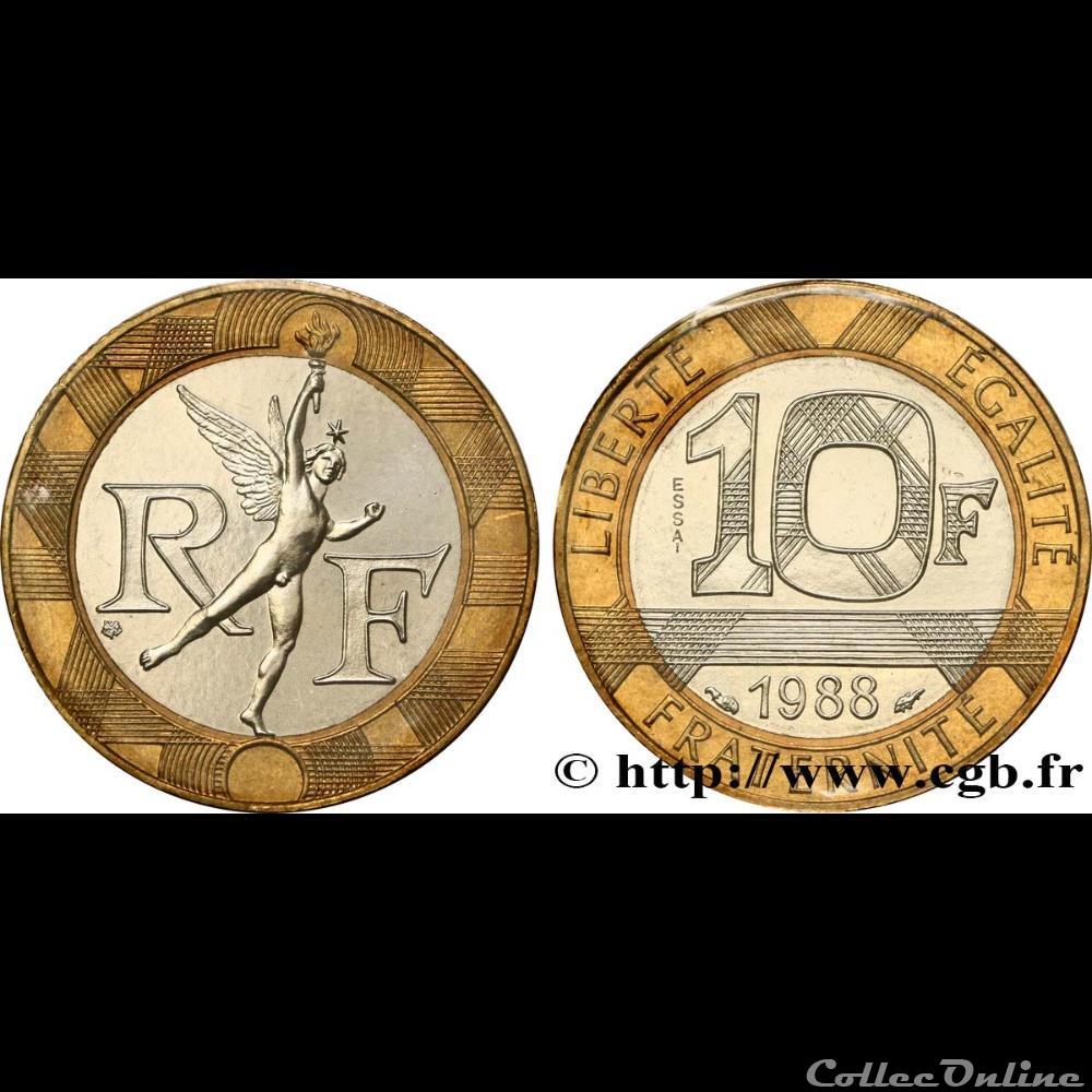 10 francs 1988' génie de la bastille' monnaie france moderne 10 francs 198 genie de la bastill