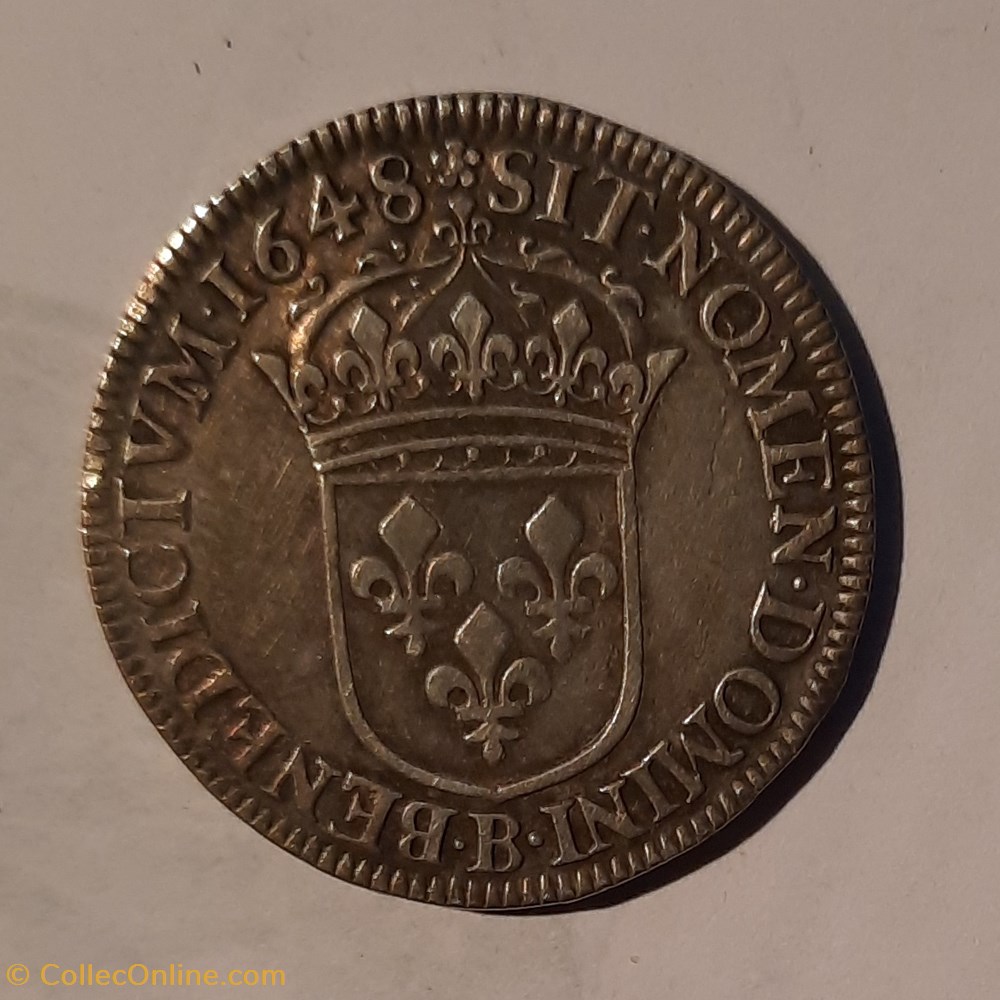 Louis 14 A /Buste laure a d R/Ecu de France couronne D 32 P 13.52g GAD 169 DR 527 monnaies europe medievale royales louis 14 a buste laure a d r ecu de france couronne d 32 p 13 52g gad 169 dr 527