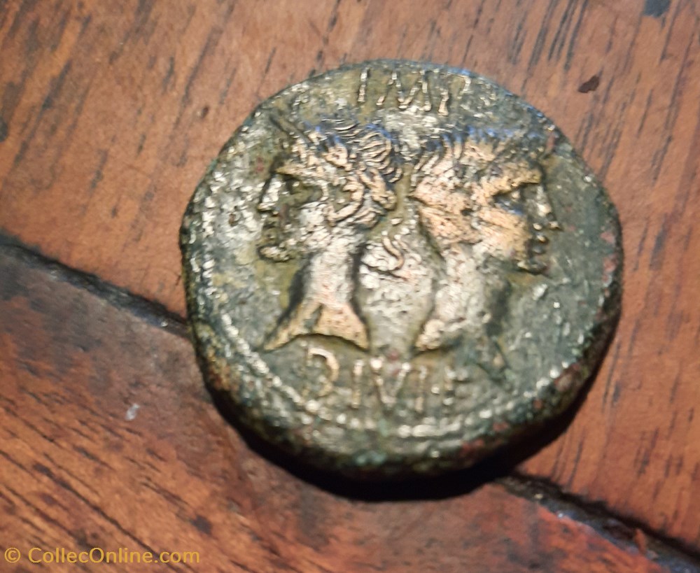 Nimes Dupondius 1°serie A/Tetes adossees Agrippa barbu R/Crocodile COL NEM D29.5 P17.47 RIC 155 monnaies antiquite av jc ap nimes dupondius 1 serie a tetes adossees agrippa barbu r crocodile col nem d29 5 p17 47 ric 155