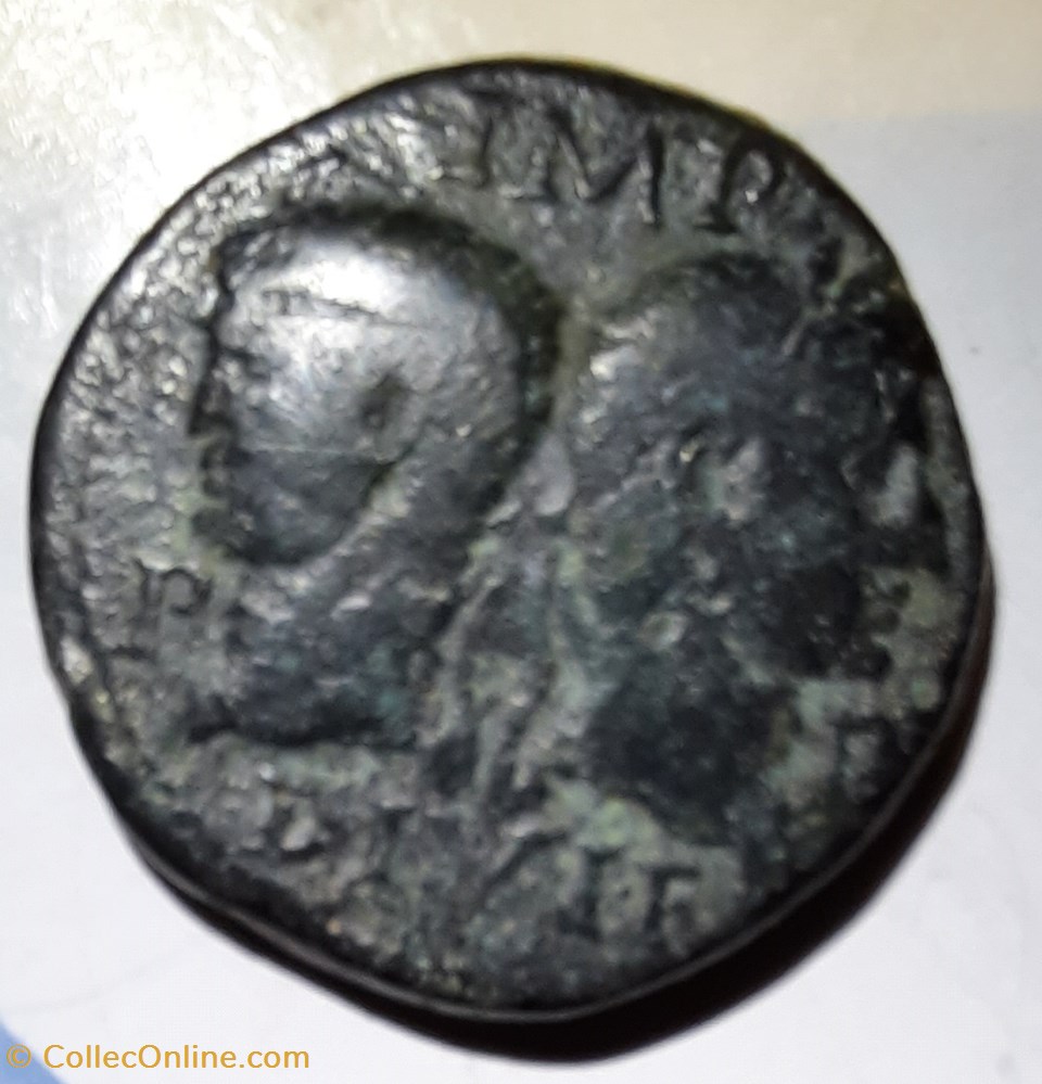 monnaie antique av jc ap nimes as a tetes adosees agrippa et auguste r crocodile 14 10 d26 6 p12 22g lt2837 ric160