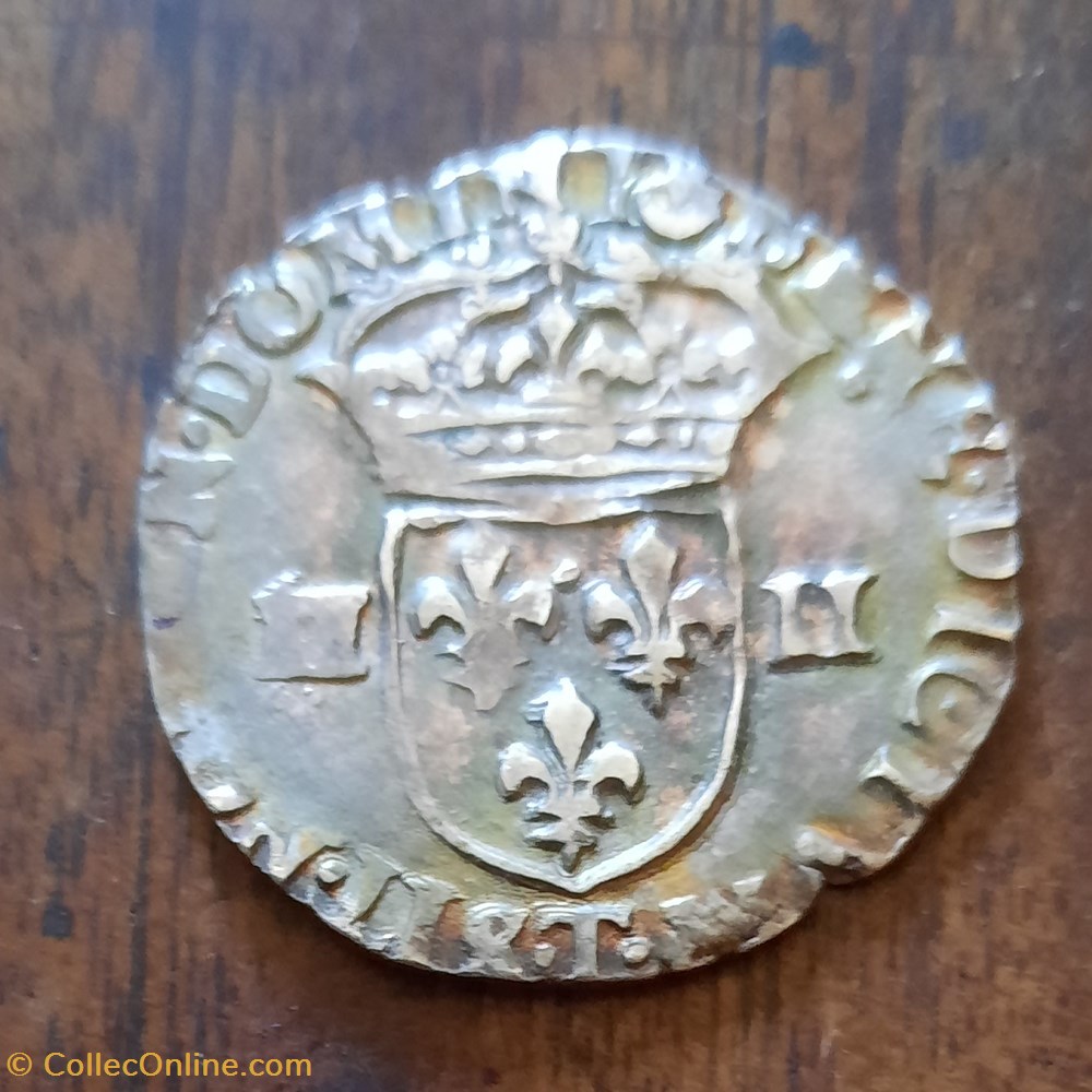 Louis 13 A/ Croix fleurdelise ,quadrilobe R /Ecu de France couronne H H . D 28.2 P 9.54g. G27 monnaie royale louis 13 a croix fleurdelise quadrilobe r ecu de france couronne h h d 28 2 p 9 54g g27