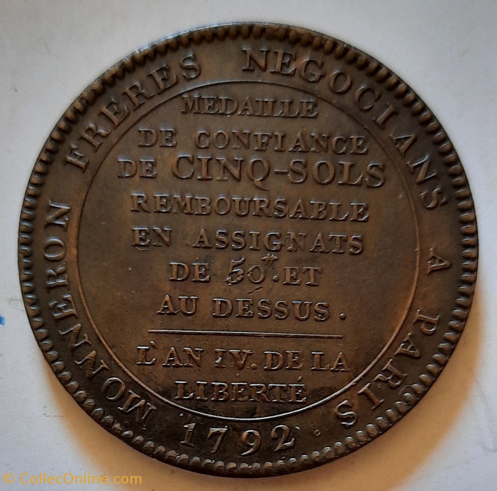 Monneron 5 Sols A/ Pacte Federatif R / Legende D39.6 P 30.66g VG291 Maz145 Br223 monnaie france moderne monneron 5 sols a pacte federatif r legende d39 6 p 30 66g vg291 maz145 br223