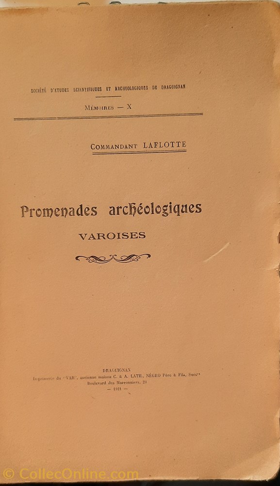 livres bd revues promenade archeologique varoise commandant laffote 1921 sea de draguignan