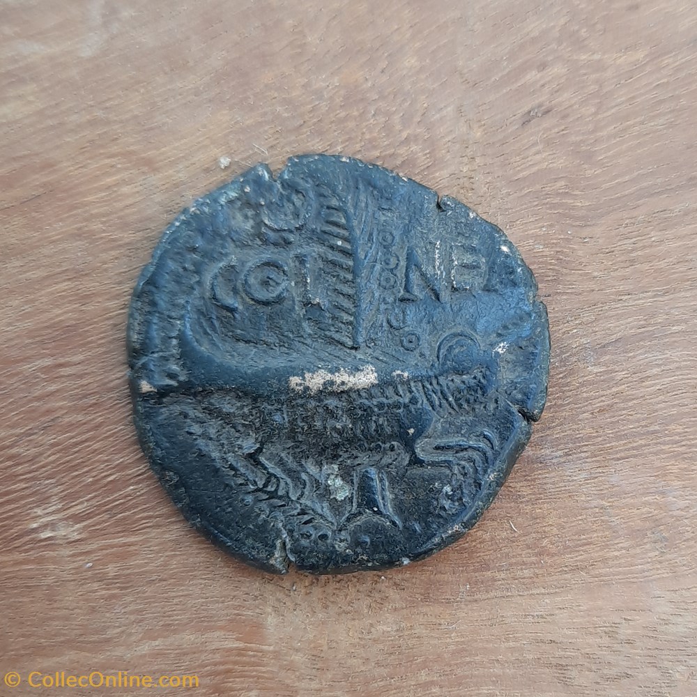 Nimes As serie 4 A/Tetes adosseesAgrippa et Octave PP .R/Crocodile -10-14 D27.1P12.31g LT2837 monnaie antique jc ap nimes as serie 4 a tetes adosseesagrippa et octave pp r crocodile 10 14 d27 1p12 31g lt2837