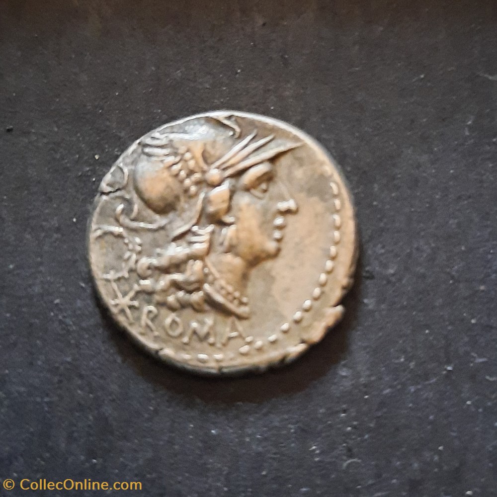 Servilia A/Tete de Rome R/Dioscures SERVEILI MF exergue -136 D 19.6 P 3.92 RCV 116 monnaie antique av jc ap romaine republicaine imperiale servilia a tete de rome r dioscures serveili mf exergue 136 d 19 6 p 3 92 rcv 116