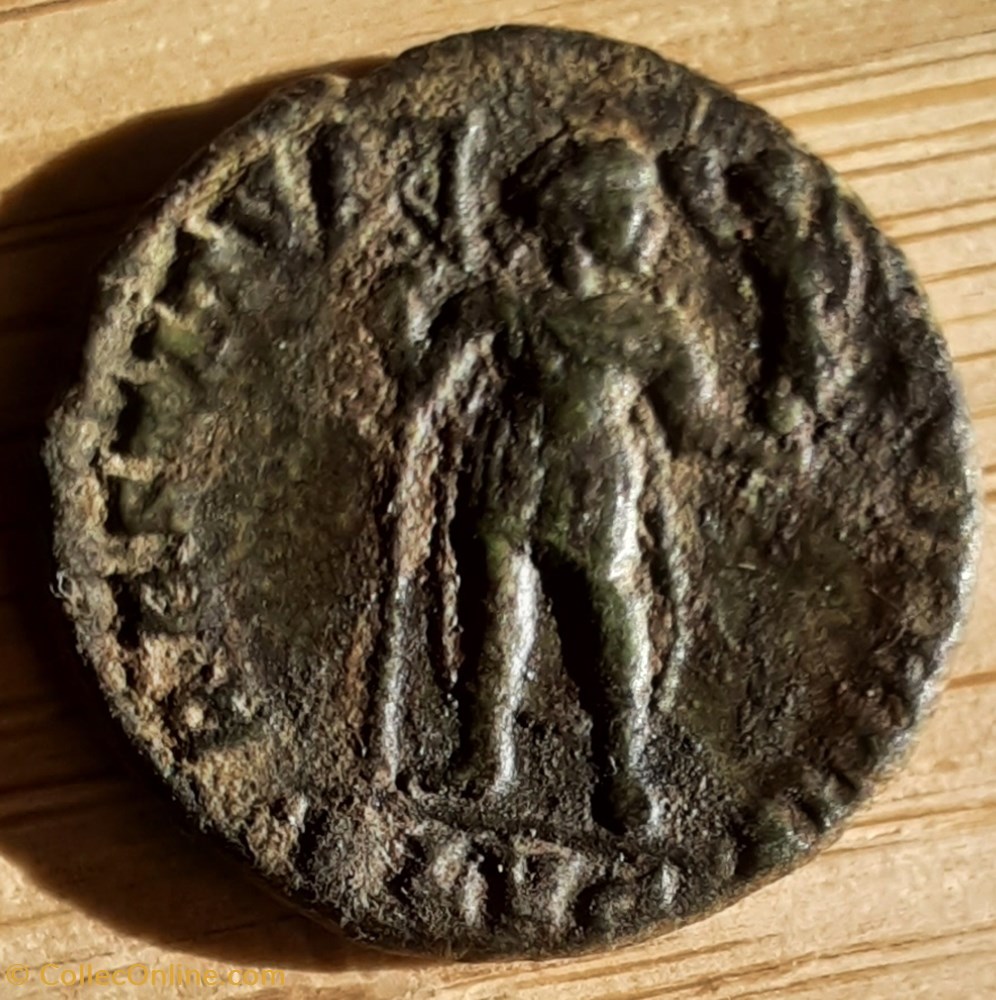 monnaie antique av jc ap romaine republicaine imperiale valens a buste diademe a d r empereur debout a d d18 2 p 2 82g ric 11b c