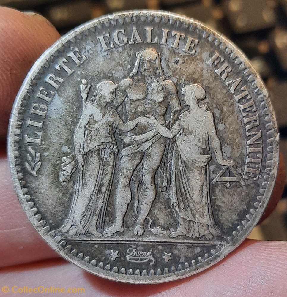 monnaies france modernes 3 republique a hercule debout de face r couronne laurier et chene d37 4 p24 80g f334 23