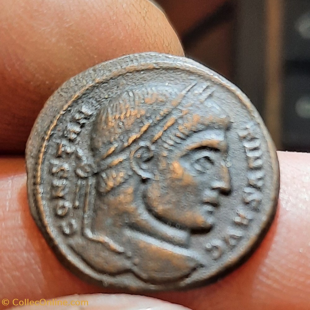 Constantin 1° A/Tete lauree a d R/Legende dans couronne D18.9 P2.34g RIC233 NBD74657 monnaies antiquite av jc ap romaines republicaines imperiales constantin 1 a tete lauree a d r legende dans couronne d18 9 p2 34g ric233 nbd74657