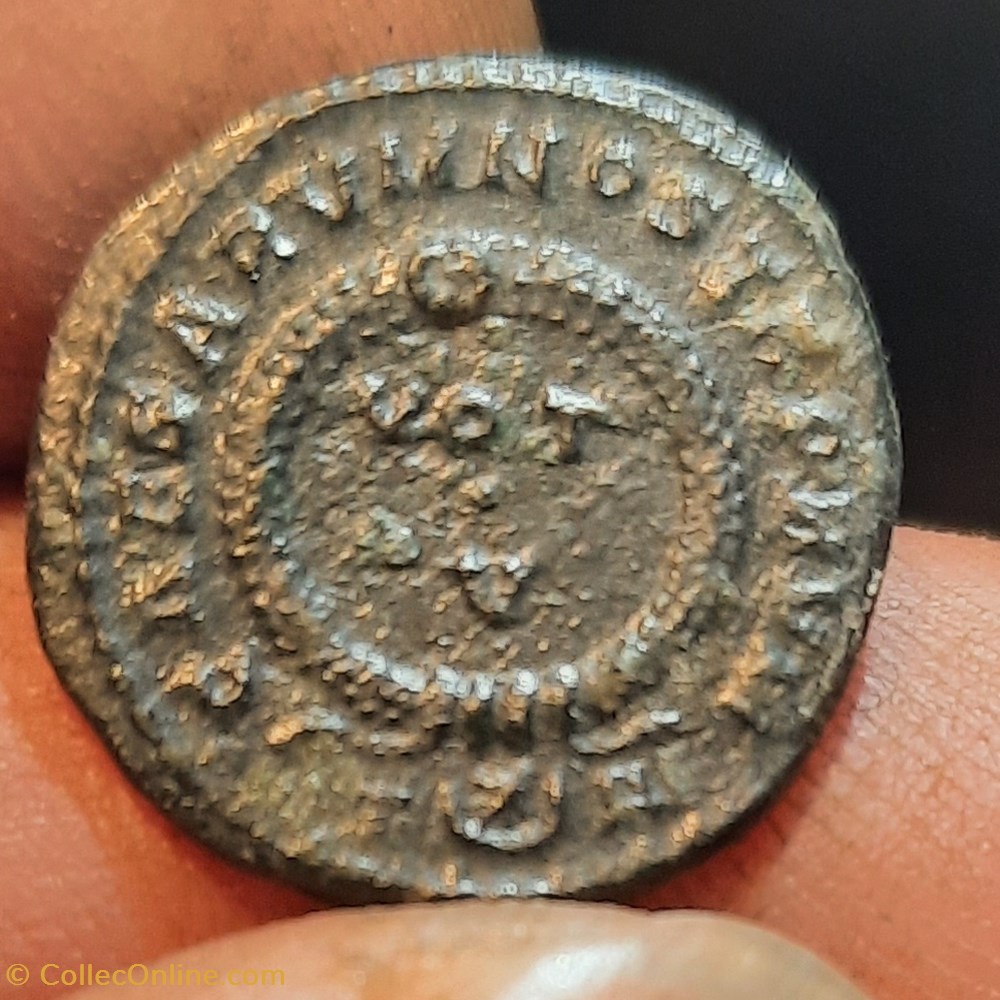 Crispus A/Tete lauree a d R/Legende dans couronne +320+321 D18.9 P3.42g RIC244 F C41 monnaies antiquite av jc ap romaines republicaines imperiales crispus a tete lauree a d r legende dans couronne 320 321 d18 9 p3 42g ric244 f c41