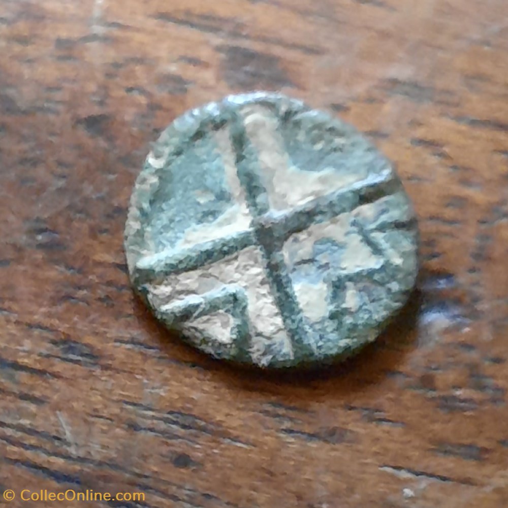 Marseille Imitation Peri Massaliete A/Tete a g R/Roue AM -150-50 D9.8 P 0.35g Feugere OBP7 monnaie antique av jc ap gauloise marseille imitation peri massaliete a tete a g r roue am 150 50 d9 8 p 0 35g feugere obp7
