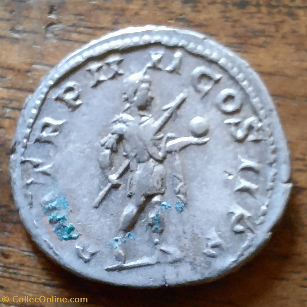 monnaie antique av jc ap romaine republicaine imperiale gordien 3 a buste radie a d r empereur debout a d d22 5 p4 87g rcv 8646 c 253 ric 92