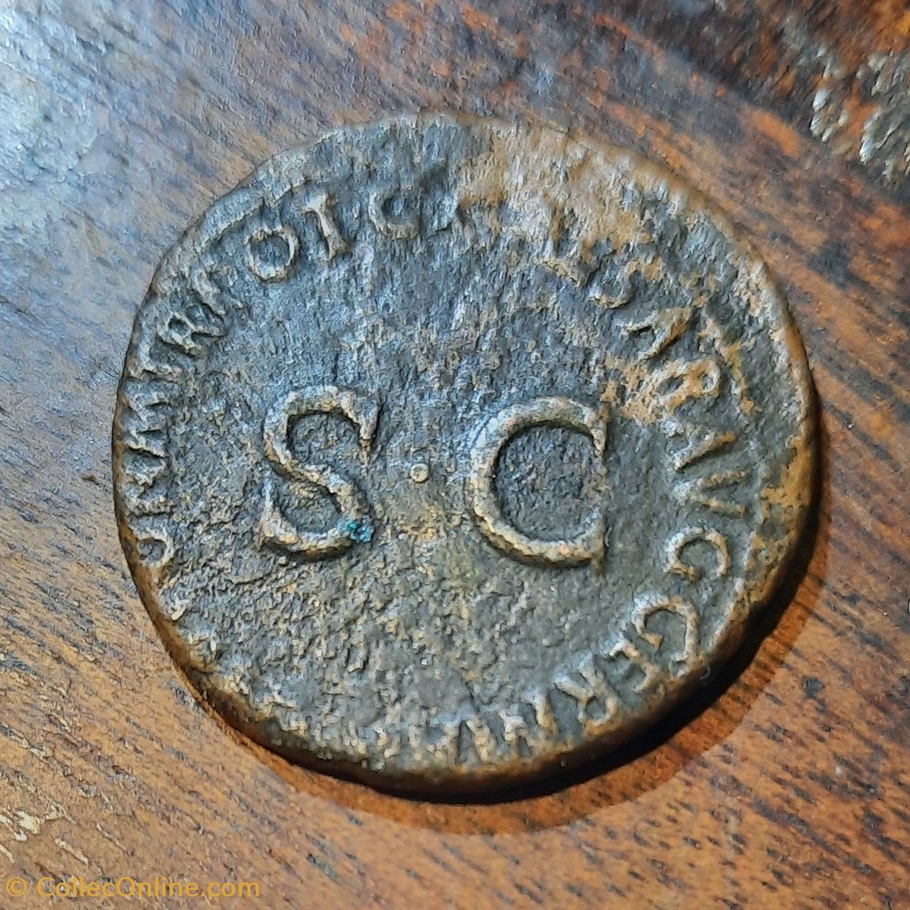 Germanicvs A /Tete nue a d R / S C au centre +37+38 D 27.7 P 10.73g C1 RIC35 RCV 1821 monnaie antique av jc ap romaine republicaine imperiale germanicvs a tete nue a d r s c au centre 37 38 d 27 7 p 10 73g c1 ric35 rcv 1821