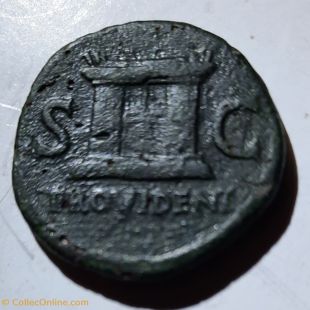 monnaie antique av jc ap romaine republicaine imperiale auguste a tete radiee a g r autel 22 37 d26 9 p 10 19g rcv1789 c228 ric81