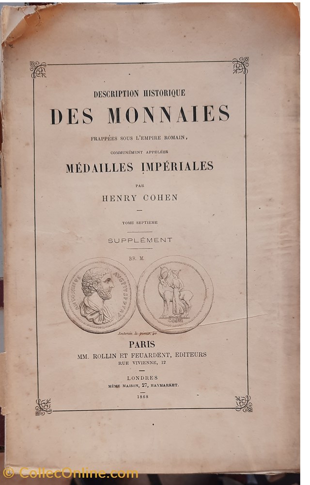 livres bd revues description historique des monnaies henry cohen 1868 imprimerie rochette