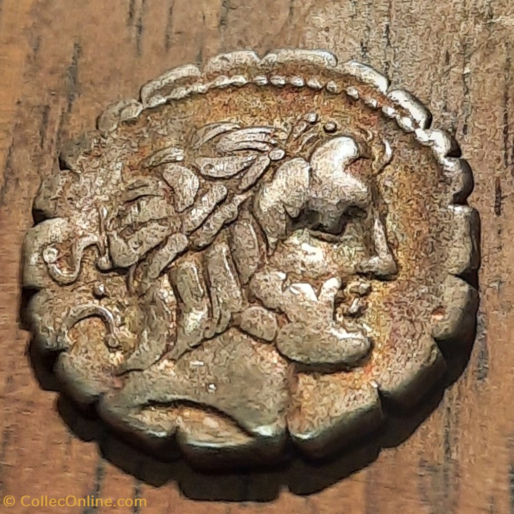 monnaie antique av jc ap romaine republicaine imperiale antonia a tete jupiter lauree a d r victoire sur quadrige 83 82 d18 9 p3 74 rcv 279