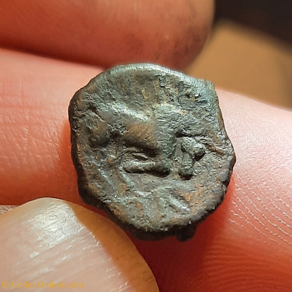 Basse moyenne vallee du rhone A/Tete a d R/Taureau a d -150-50 D15.1 P201g Feugere PBI 60/13 2 monnaies antiquite av jc ap celtes basse moyenne vallee du rhone a tete a d r taureau a d 150 50 d15 1 p201g feugere pbi 60 13