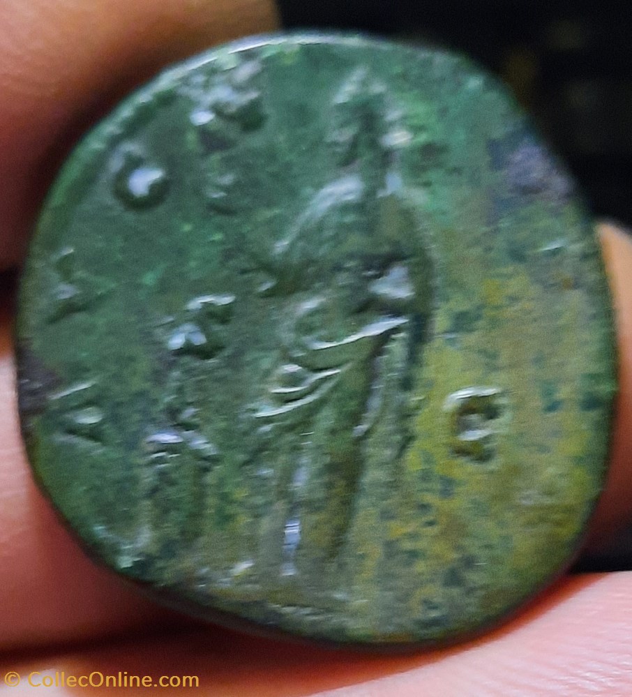 monnaies antiquite av jc ap romaines republicaines imperiales faustina a tete a d r piete debout a g sacrifiant d30 7 p20 08g rcv4620 ric1127 c125