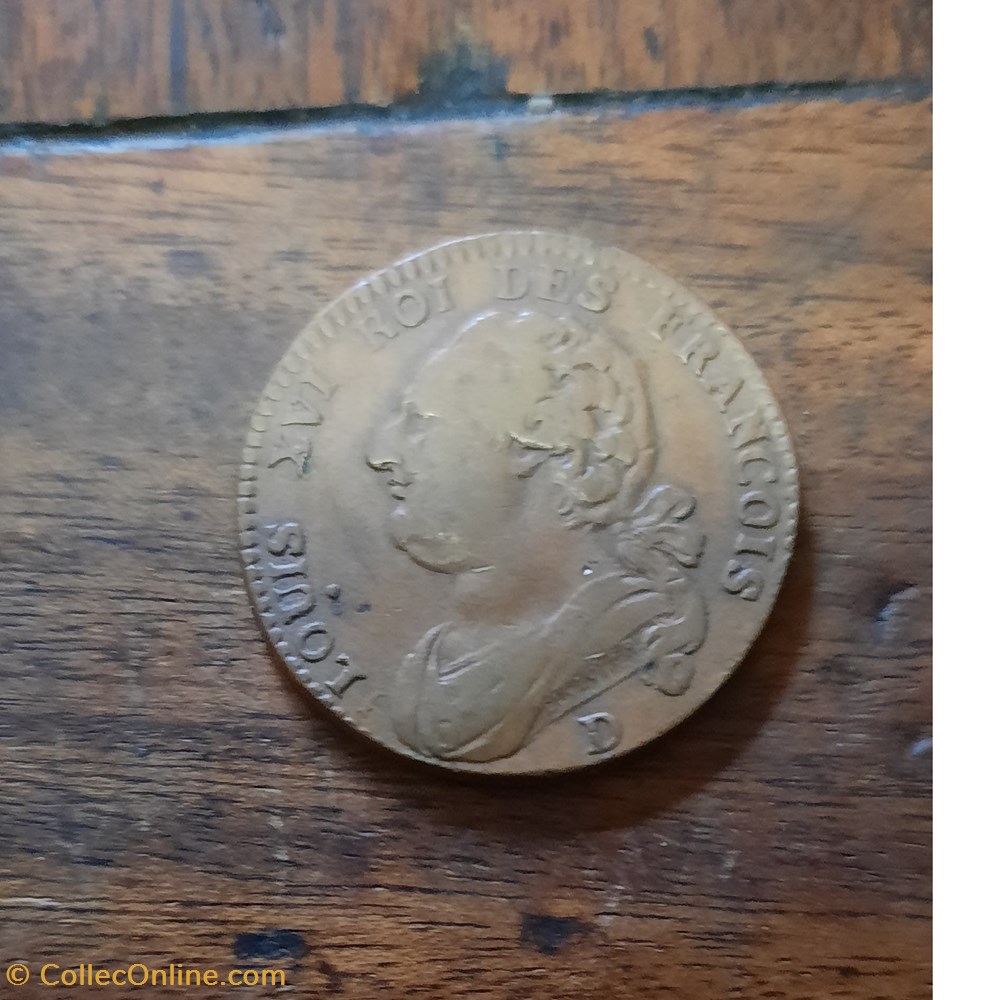 monnaie france moderne louis 16 a buste du roi a g r faisceau surmonte bonnet phrygien d 29 4 p 12 12g c 2253 dy 1723