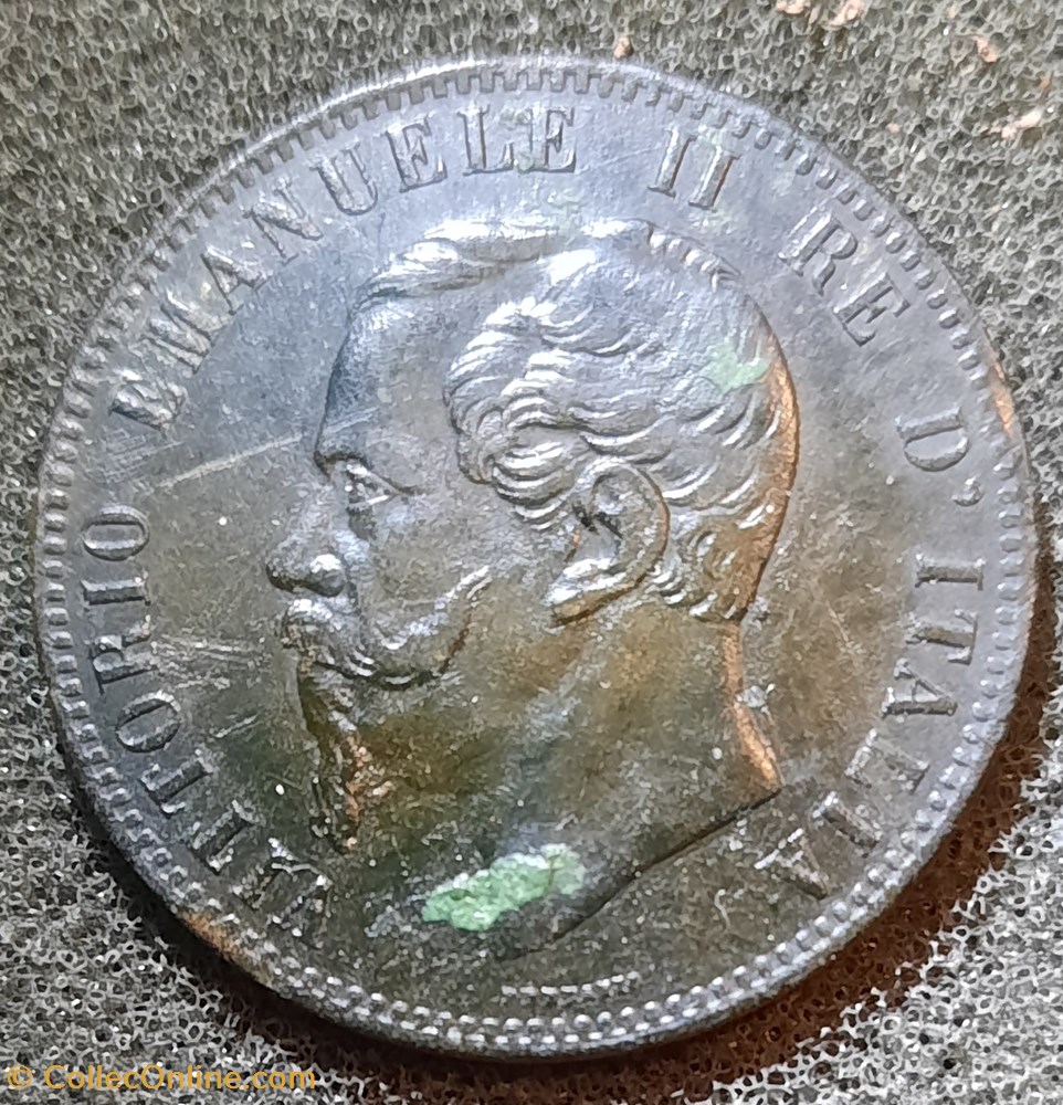 Emmanuel II A/Tete nue a g R / Legende 3 lignes D30.1 P10.01g Mont237 monnaies monde italie emmanuel ii a tete nue a g r legende 3 lignes d30 1 p10 01g mont237