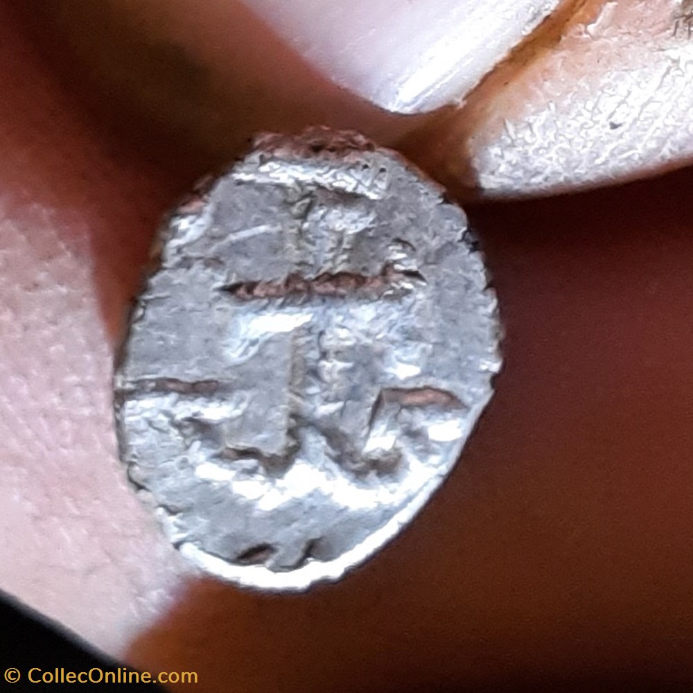 Merovingien A/Swatiska R/Croix D10.3 P1g faux moderne monnaies europe medievale france merovingiennes merovingien a swatiska r croix d10 3 p1g faux moderne