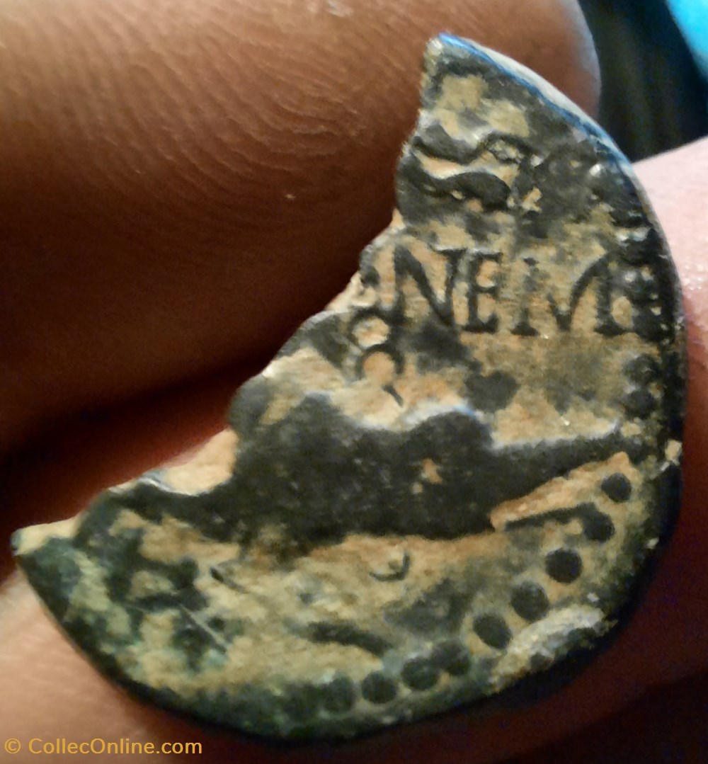Nimes demi dupondius A/Tete Agrippa a g R/Crocodile -16-10 D26.1 P8.50g monnaies antiquite av jc ap romaines provinciales nimes demi dupondius a tete agrippa a g r crocodile 16 10 d26 1 p8 50g
