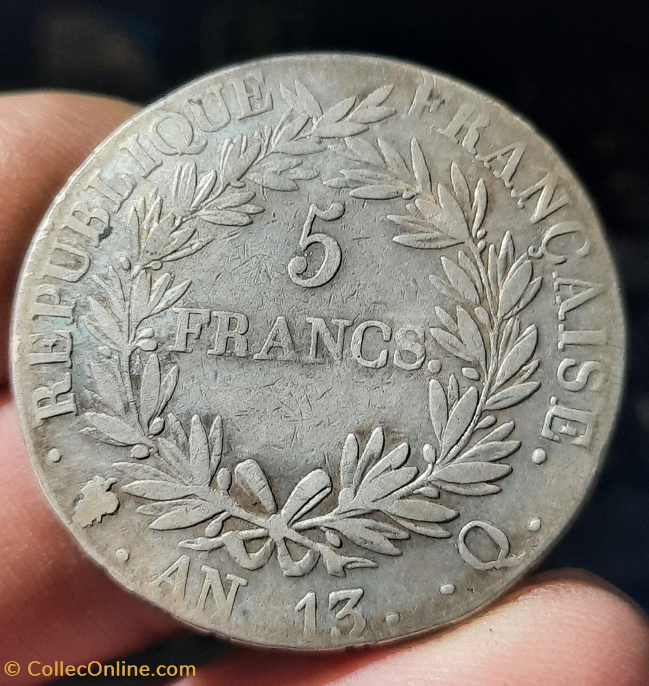 Napoleon 1° A/Tete nue a d R/ Couronne olivier D7.6 P 24.65g F303/13 monnaies france modernes napoleon 1 a tete nue a d r couronne olivier d7 6 p 24 65g f303 13