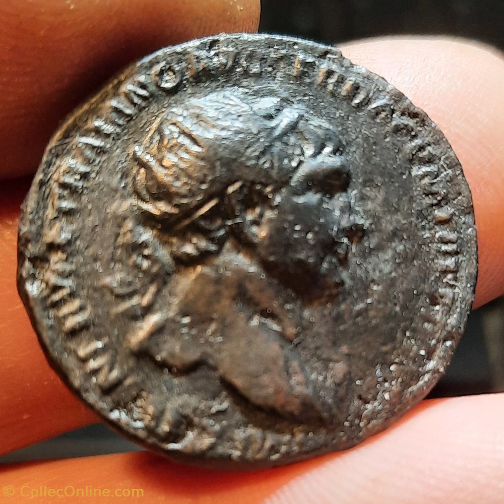 Trajan A/Tete radiee a d R/Trajan galopant a d D27.5 P 10.89g C505 RIC545 RCV 3234 monnaies antiquite av jc ap romaines republicaines imperiales trajan a tete radiee a d r trajan galopant a d d27 5 p 10 89g c505 ric545 rcv 3234