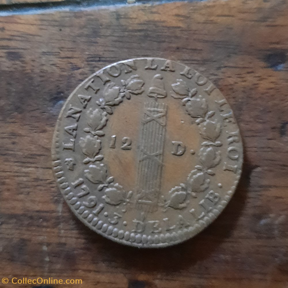 monnaie france moderne louis 16 a buste du roi a g r faisceau surmonte bonnet phrygien d 29 4 p 12 12g c 2253 dy 1723