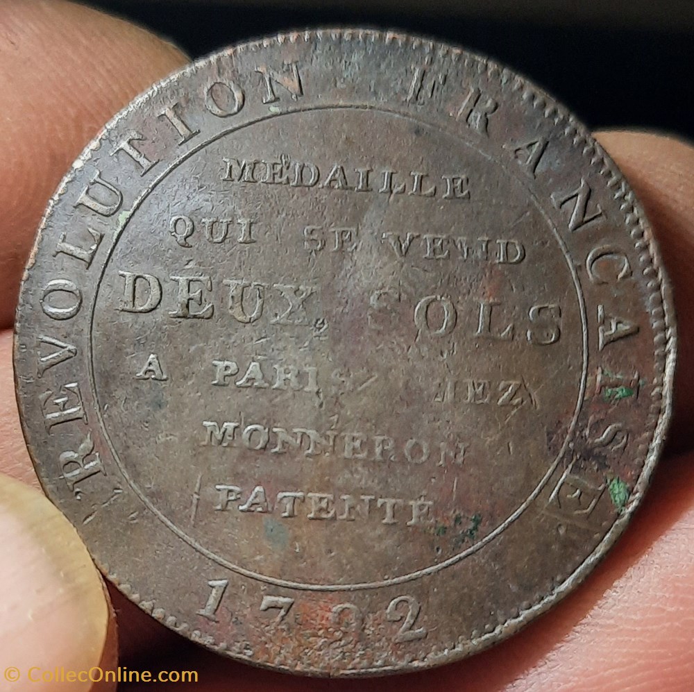 Monneron A/ Liberte assise a g R / Legende en 6 lignes D32.1 P 16.42g VG299 MAZ157 BR222 monnaies france modernes monneron a liberte assise a g r legende en 6 lignes d32 1 p 16 42g vg299 maz157 br222