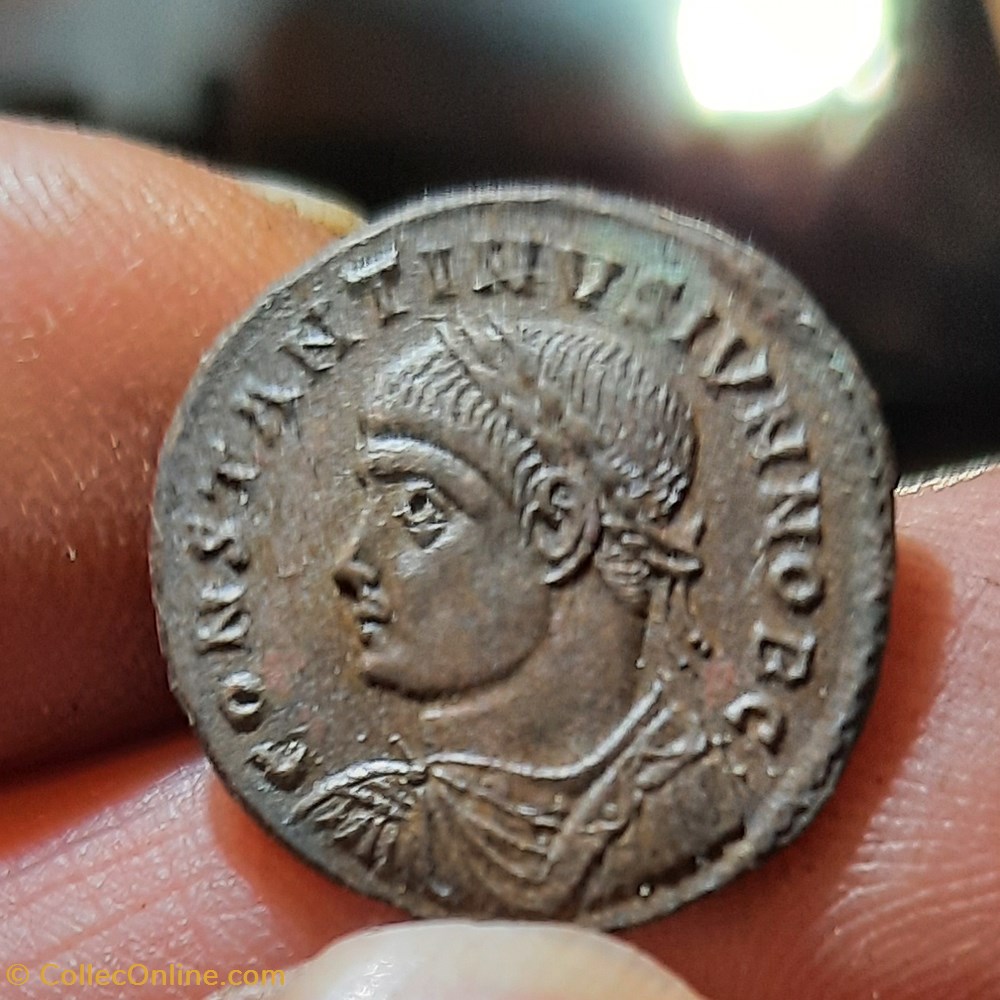 Constantin 2 A/Buste laure a g R/Porte de camp +325+327 D18.8 P3.12g C239 RIC 289 monnaies antiquite av jc ap romaines republicaines imperiales constantin 2 a buste laure a g r porte de camp 325 327 d18 8 p3 12g c239 ric 289